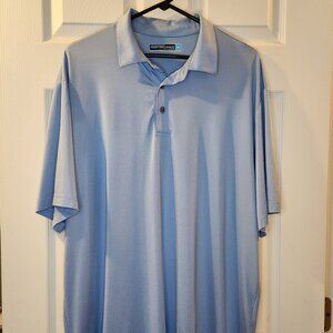 Roundtree & Yorke Performance XL Light Blue and White Stripped Polo
